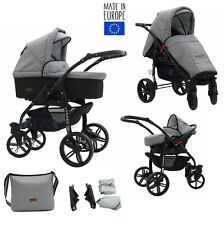 Nuovo Trio Carrozzina RUOTE GIREVOLI Combi Passeggino Ovetto auto 3in1