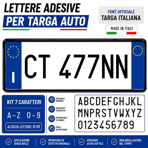 Lettere adesive numeri - lettere, targa