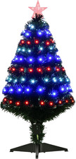 Albero Di Natale Artificiale 90Cm in Plastica Con 90 Luci LED E Fibre Ottiche, 9