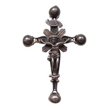*HH* Antico Crocifisso Argento Croce Religiosa Votiva Devozionale '800 Cristo 