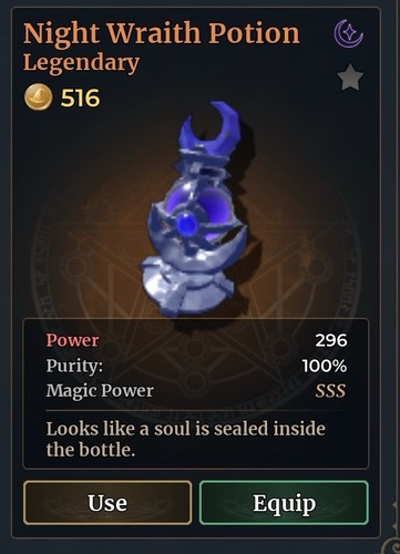 Sss night wraith potion 100 - sss, 100%