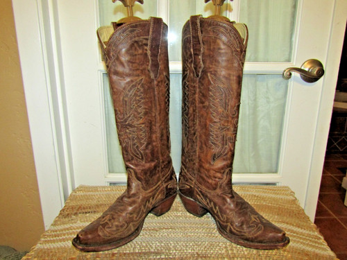 Stivali alti cowgirl marrone