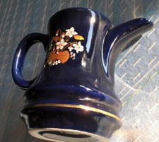 LIMOGES PORCELLANA BLU TEIERA con DECORI FLOREALI IN ORO - INUSATO