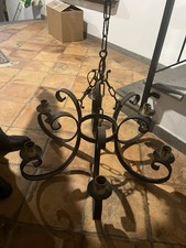 Coppia Di Lampadari In Ferro Battuto