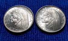 LOTTO 2 MONETE 500 LIRE DANTE