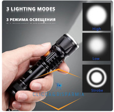 TORCIA A LED RICARICABILE POTENTE CAMPEGGIO TATTICA MILITARE LUCE ELETTRICA USB