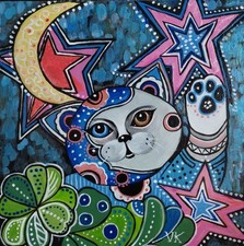 Quadro gatto dipinto a mano