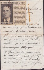 1959 FIUME VENETO Augusto Lavoriero Primo Decorato Quota 157 Podgora AUTOGRAFO