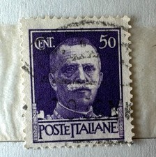 Francobollo Italia 1929 "Vittorio Emanuele III 50 Cent Corona"