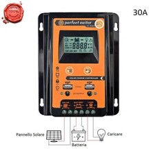 REGOLATORE DI CARICA PER PANNELLI SOLARI 30A 12/24 VOLT DIPLAY LCD 2 PORTE USB