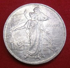 2 Lire 1911 Vittorio Emanuele III Regno d’Italia argento Roma R 50 Unità Arg