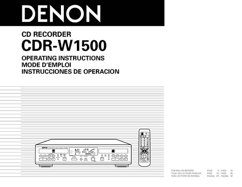 Denon cdr w1500 manuale - cdr-w1500, del