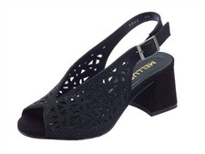 Melluso N653 Melissa Nero Sandali per Donna in pelle con brillanti,  tacco alto