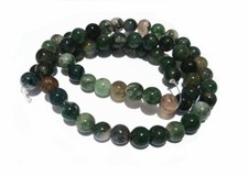 1filo/63pz perline pietre di agata muschiata naturale tondo liscio 6mm bijoux