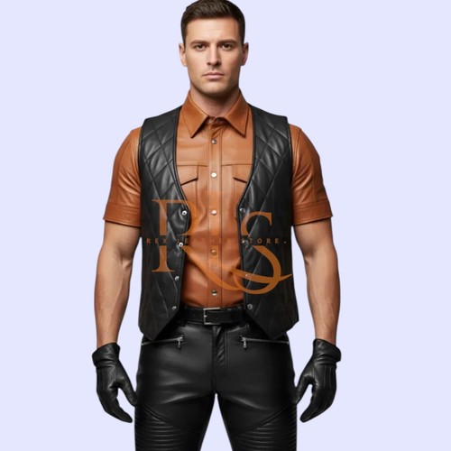 Gilet uomo nero pelle - gilet, gay