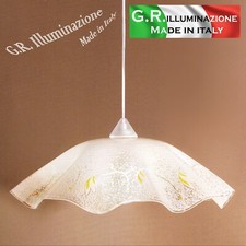 LAMPADARIO MODERNO 1 L. VETRO BIANCO Ø45 SOSPENSIONE SALA DA PRANZO CUCINA Anna