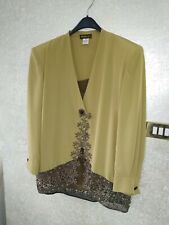 Abito donna completo 3 pezzi elegante cerimonia misto seta tg52 gonna top giacca