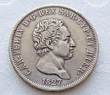 5 Lire 1827 Zecca di Genova