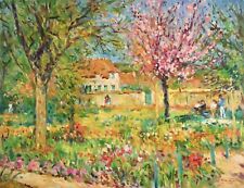 PREMIUM REPRODUCTION of a MAX AGOSTINI (1914-1997) Oil Painting GIVERNY GARDEN