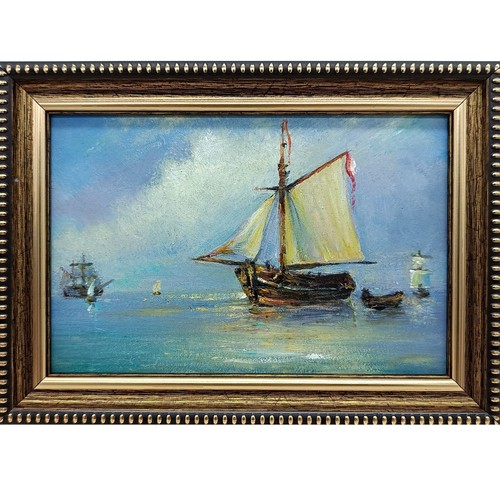 Seascape sailboat oil painting