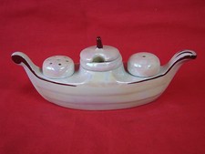 Saliera E Moutardiera Gondola Porcellana Villenauxe Aube 10 / Barca Nave