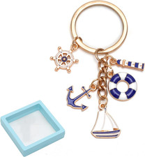 Portachiavi Blu Con Ancora