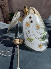 Lampadario antico in vetro a tre lumi