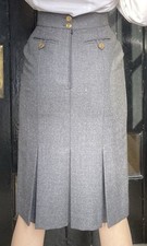 Gonna vintage CHANEL Kick Pleat in lana grigia taglia 00-2