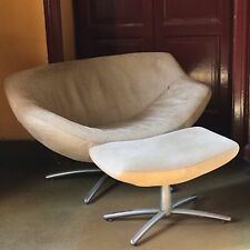 Poltrona vintage "Gigi Soft" Gerard van den Berg con poggiapiedi, scamosciata 