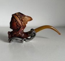 PIPA RARA COLLEZIONE ANTICA QUEEN VICTORIA SCHIUMA DI MARE AMBRA E ARGENTO