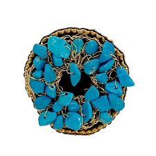 spilla tonda pietre dure turchese handmade boho chic abito giacca donna regalo