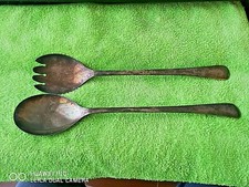 CUCCHIAIO E FORCHETTA DA PORTATA VINTAGE made england - silver plate  cm 24x5