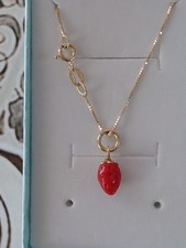  COLLANA + CIONDOLO FRAGOLA  IN CORALLO ROSSO DELLA SARDEGNA  con argento 925 