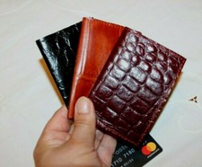 Portafoglio porta carte di credito bifold in pelle COCCODRILLO HANDEMADE ITALY