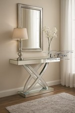 Consolle Specchiata Argento con Cristalli Swarovski – Mobile Ingresso di Lusso C