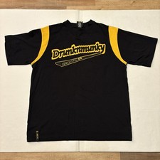 Camicia Drunknmunky Uomo XL Nera Manica Corta Y2K Streetwear Casual Ricamata