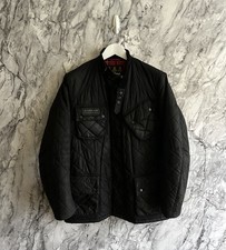 Barbour International Giacca Bomber Nera Trapuntata Cera Pesante Taglia M Uomo