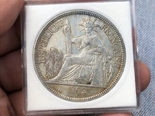 Monete Francia Indocina 1 Piastre Argento 1902 Originali Vintage Rare_Negozio LDP.