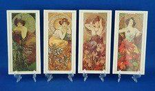 Alfons Maria Mucha lotto 4 stampe dame Liberty Art Nouveau Repubblica Ceca 1900