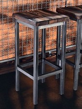 Sgabello alto H65/75cm design squadrato INDUSTRIAL By IL BAULE PERSONALIZZABILE