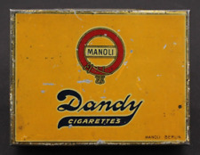 Vecchia scatola di latta sigarette Manoli Dandy Gold Tipped Cigarettes Tin Berlino 1920 ca.