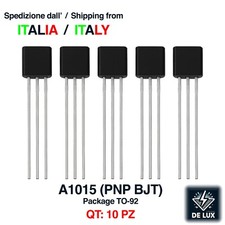 10 PZ pezzi TRANSISTOR BJT PNP - A1015 - KSA1015 - TO-92