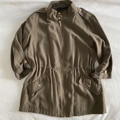Zara khaki green parka - , jacket