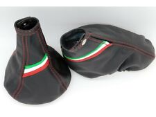 Alfa Romeo Mito 955 (2012/19) cuffia cambio e freno pelle nera + tricolore lat.