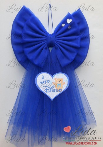 Fiocco nascita tulle - fiocco, +
