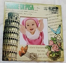 Souvenir Magnete da Frigo 10x10 - Portafoto 4x4 con Torre di Pisa Farfalle Fiori