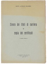 ELENCO DEI TITOLI DI CARRIERA E COPIA DEI CERTIFICATI. Odasso Attilio. 1934