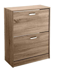 SCARPIERA 2 ANTE MODERNA BASSA DOPPIA A RIBALTA SALVASPAZIO SLIM NOCE 81*63*24cm