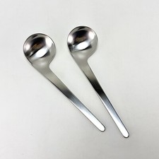 Coppia Cucchiaio Zuppa Acciaio Inox Danese MCM Arne Jacobsen Georg Jensen in Scatola LH