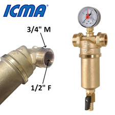 Filtro ottone autopulente con manometro cartuccia inox att. 3/4 M e 1/2 F Icma